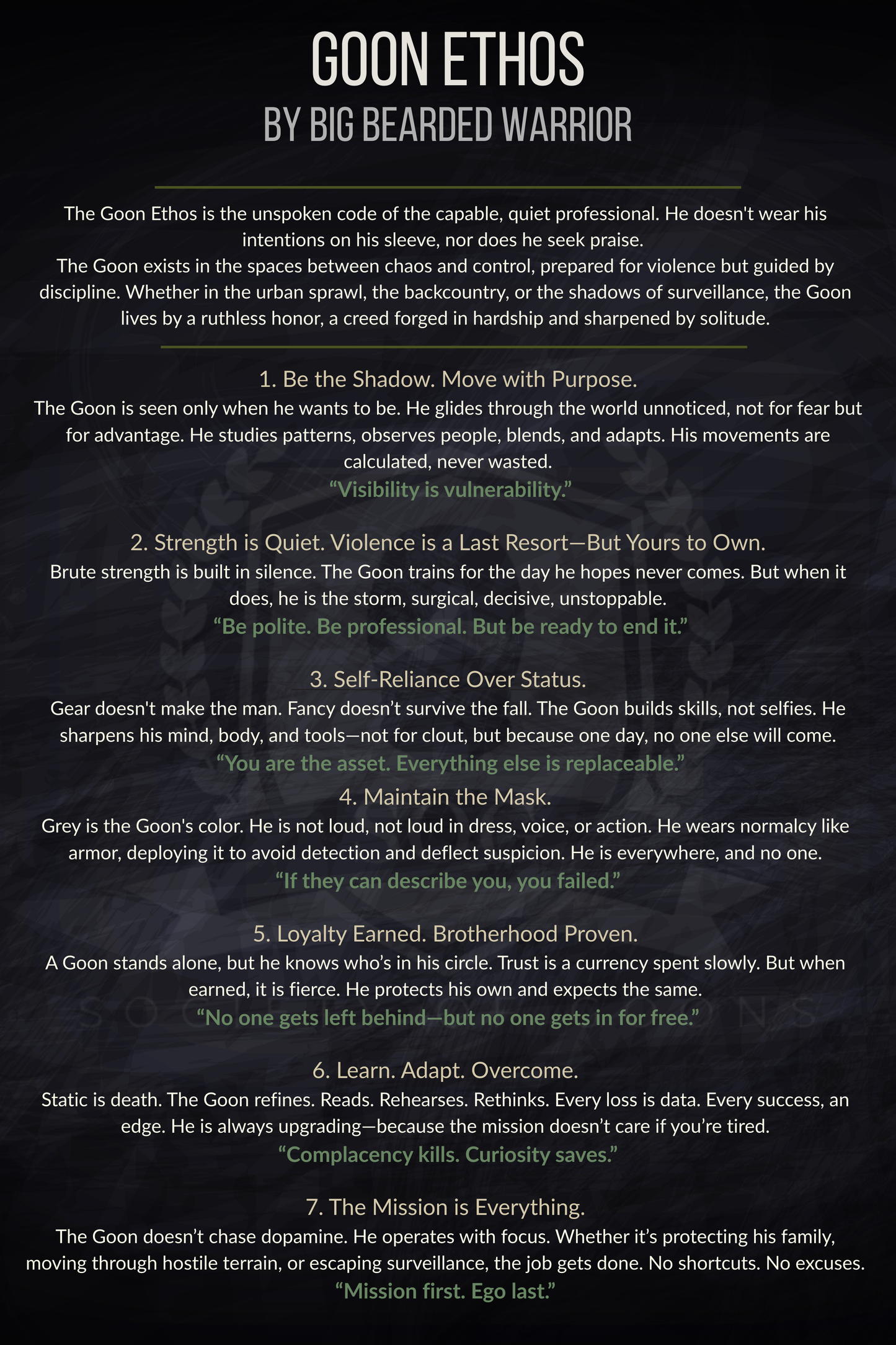 Goon Ethos Poster by Big Bearded Warrior