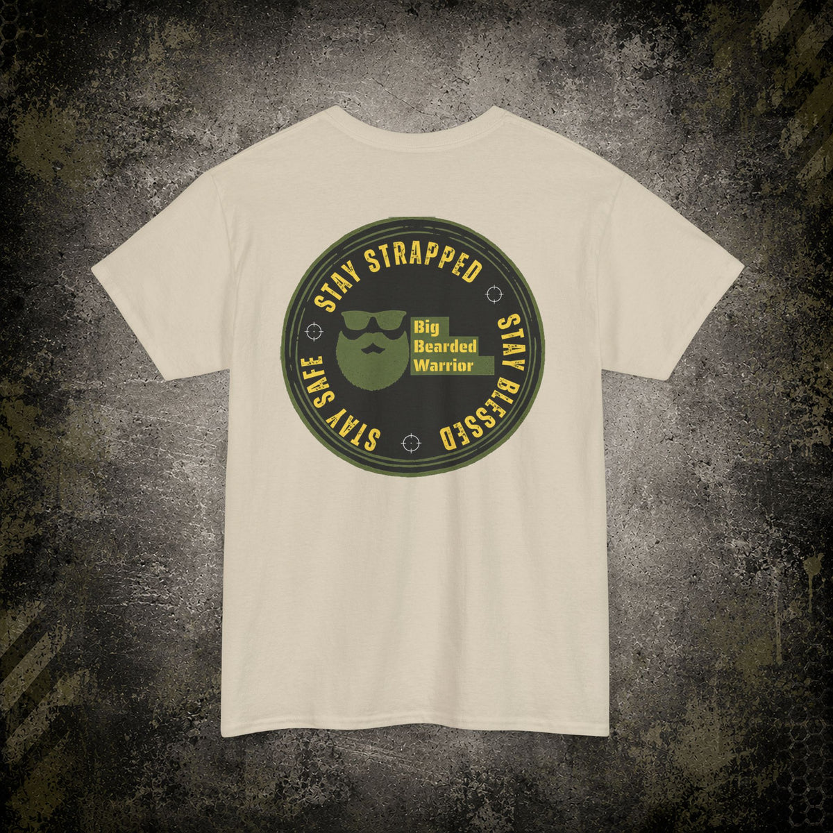 Stay Strapped T‑Shirt — Big Bearded Warrior